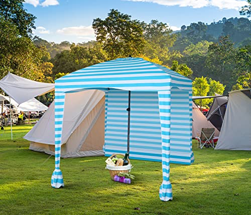 Nice C Beach Cabana Tent - Portable 6'x 6' with Detachable Wall, UPF 50+ UV Protection, Ultimate Sun Umbrella, Sun Shelter (Blue Stripe)