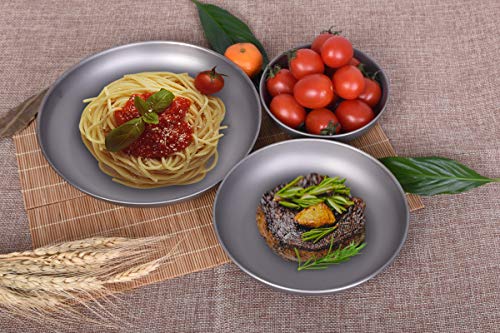iBasingo Titanium Pan Dish Plate with Carry Mesh Bag Ultralight for Outdoor Camping Tableware Cookware Mess Kit A-Ti1101T - color: S-Ti1101T