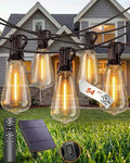 54FT Outdoor Solar String Lights, Patio Lights Solar Powered with Remote & USB Port, 24+1 ST38 LED Shatterproof Bulbs, Dimmable Solar String Light Waterproof for Camping, Backyard, Garden - size: 54FT (24Bulbs)