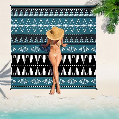 Beach Blanket Waterproof Sandproof Oversized Lightweight 78''×81'' 1-5 Adults Blanket Beach Large Picnic Mat for Travel Camping Hiking Picnic - color: Boho, size: 78''x81''