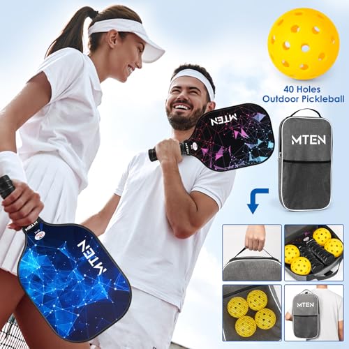 Pickleball Paddles Set of 2 or 4, or Single Paddle – USAPA Approved Fiberglass Surface Pickleball Rackets Set for Men & Women - color: BlackBlue*2