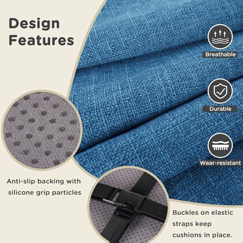 AddGrace Anti-Slip Bar Stool Cushions Square Bar Stool Seat Cushions with Ties Set of 4 Small Square Chair Pads with Machine Washable Cover 12"X12"X2" (Blue) - color: Blue
