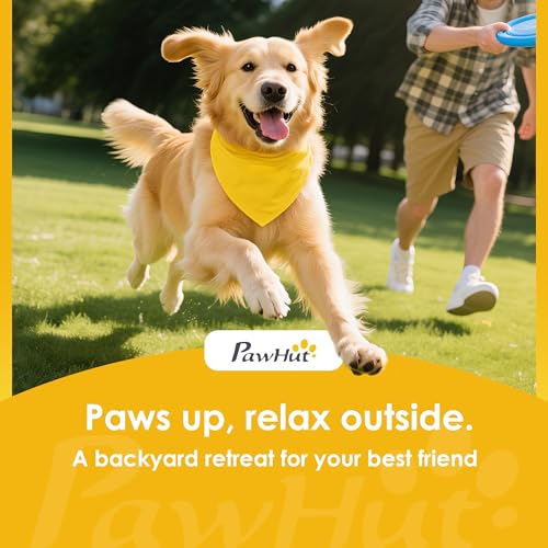 PawHut Dog Shade Shelter Outdoor, Dog House Outside with Waterproof & UV-Resistant Canopy, Pet Tent for Small Medium Large Breeds, Pet House for Small Animals with Ground Nails, 49" x 43" x 37"