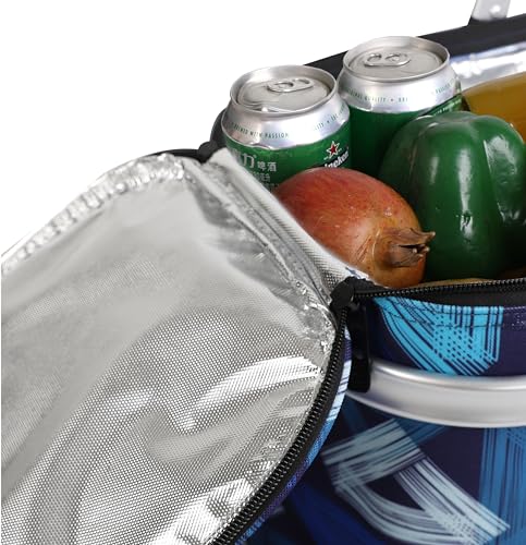 ALLCAMP Picnic Basket - Insulated Cooler, Thickening Foldable Picnic Basket with Removable Baskets & Sewn-in Frame, Basket for House Warming Gifts New Home(Triangle Pattern) - color: Triangle Pattern, size: Medium