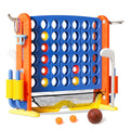 Ancaixin Giant 4 in-A-Row Connect Game Set, Adjustable Height Jumbo Yard Game with Basketball Hoop, Golf, Mesh Pocket & Ring Toss, Indoor Outdoor Family Backyard Party Game for Kids and Adults, Blue - color: Blue