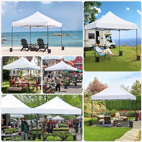 Yaheetech Canopy Tent, Commercial Instant Heavy Duty Canopy, 500D Waterproof Adjustable Canopy with Wheeled Carry Bag, 4 Sandbags and 4 Stakes (10x10, White) - color: White, size: 10x10