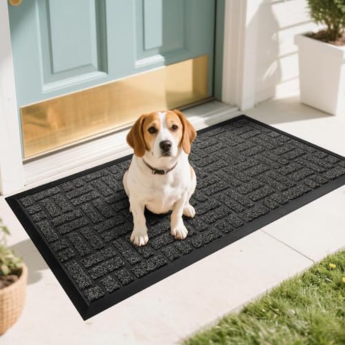 MATALL Door Mat Outside Entryway- 36x17 Inches Welcome Matt Outdoor, Dirt Trapper Indoor Doormat for Back Door, Patio, Porch, or Garage (Gray) - color: Grey, size: 1'5" x 3' (Rectangular)