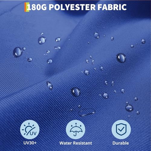 9ft Outdoor Patio Umbrella Heavy Duty 8 Ribs, Waterproof UV Protection Sun Shade with Crank Lift & Push Button Tilt, Outdoor Umbrella for Deck, Pool, Garden, Backyard, Lawn - color: Navy Blue&Square-Lights, size: 10FT Roman