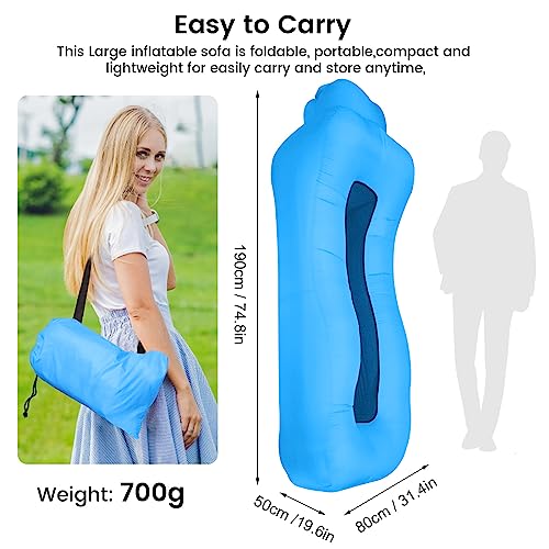 LiveGo Inflatable Lounger, Ultralight Portable Ergonomic Beach Bed Air Sofa Couch Waterproof Anti-Air Leaking for Indoor Outdoor Hiking Camping Traveling, No Pump Required