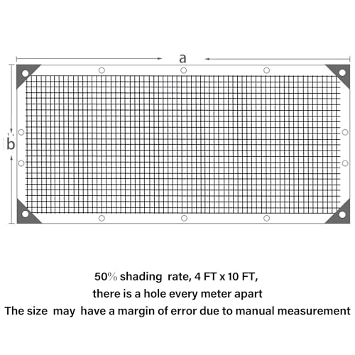 winemana 50% Shade Cloth for Garden- 4x10 FT Breathable Mesh Tarp for Vegetables & Plants, Outdoor Patio Sun Shade with Grommets - Chicken Coop, Dog Kennel Cover - size: 4 FT x 10 FT, style: 50%