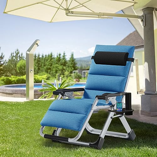 ABORON Zero Gravity Chair,Premium Outdoor Lawn Folding Lounge Chairs,Sturdy Adjustable Reclining Patio Chairs with Removable Cushion,Headrest & Tray - color: Sliver & Sky Blue