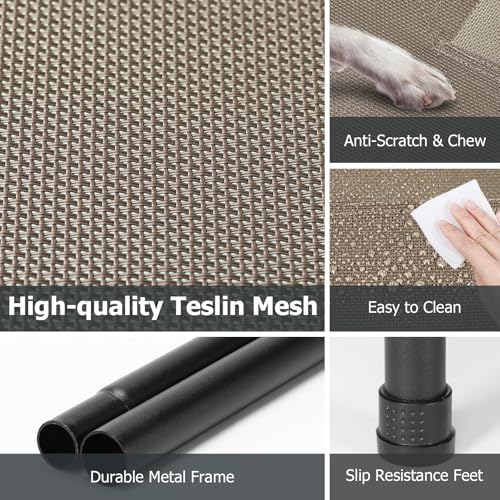 Elevated Dog Bed for Outdoor, XL Raised Dog Cot with Washable Mesh, Cooling Pet Cot Chew Proof for Outside Camping, 47 inch Brown - color: Brown, size: 47"L x 29"W x 8"Th