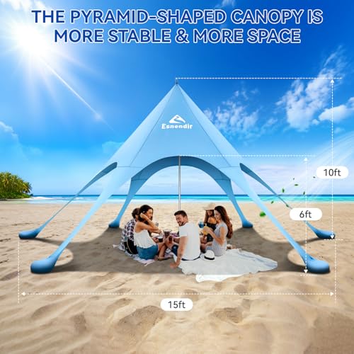 Beach Tent Sun Shelter & Portable Beach Canopy UPF 80+ UV Protection, Beach Shade Canopy with 6 Sandbags, Sand Shovel Ground Pegs for Outdoor Camping, Picnics (12x12 Ft, Sky Blue) - color: Sky Blue