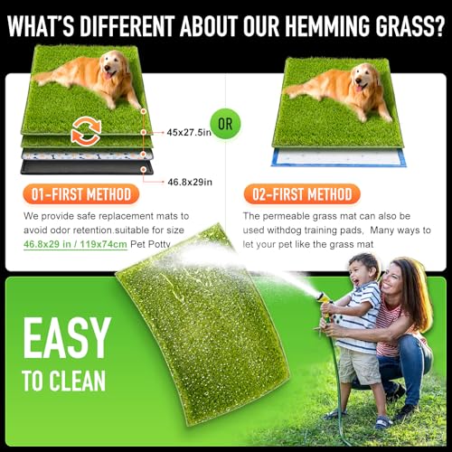 Hompet Artificial Dog Grass Pad for Dogs, 45"x27.5", Easy to Clean with Drainage Holes - size: 45 x 27.5"