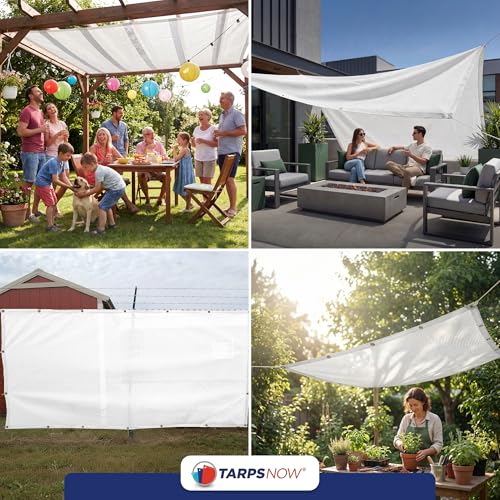 Tarps Now 16' x 20' White Heavy Duty Mesh Tarp with Brass Grommets - UV Resistant Reflective White 75% Sun Shade, Backyard, Patios, Breezeways, Gazebos, Kennels, Mesh for Flatbeds, Trucks or Trailers - size: 16' X 20'