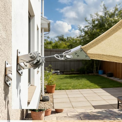 Amgo 24' x 24' Beige Rectangle Super Ring Sun Shade Sail UPF50+ AGSRR Canopy Awning Shades for Patio, Commercial Standard, 260 GSM Heavy Duty, 98% UV Blockage, 5 Years Warranty (We Customize)