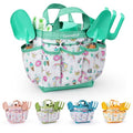 Grenebo Kids Gardening Set Toys,Includes Metal Trowel,Transplanting Shovel,Garden hat,Rake,Apron,Gloves,Watering Can,and Tool Organizer Bag (Lake Green) - color: D-lake Green