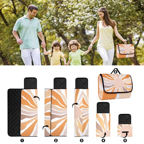 Picnic Blankets, Large Beach Blanket Waterproof Sandproof, Foldable & Portable Outdoor Picnic Blanket, 79''x79'' 3-Layer Picnic Mat for Camping, Park, Travel, Grass Lawn-Boho Sunburst - color: Boho Sunburst