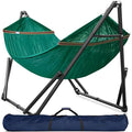 Tranquillo Double Hammock with Stand Included for 2 Persons/Foldable Hammock Stand 600 lbs Capacity Portable Case - Inhouse, Outdoor, Camping, Peacock - color: 1. Peacock
