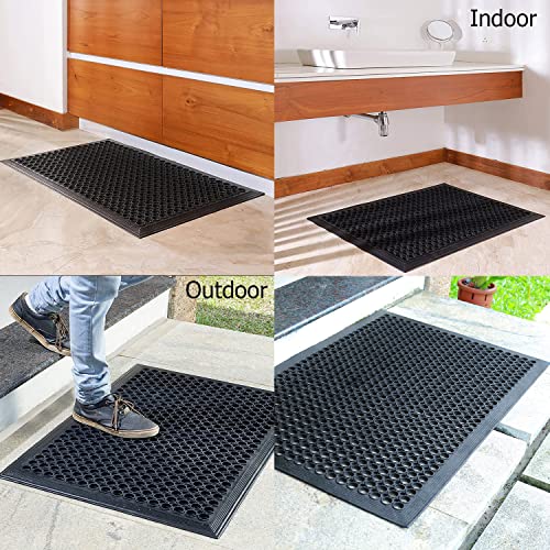 IRONGATE Rubber Doormat - 2 Pack Non Slip Anti Fatigue Indoor Outdoor Rubber Floor Mat - Heavy Duty Commercial Kitchen Ramp Pool Restaurant Garage Floor Mat - Anti Slip Bar Drainage Mat - 24x36 - size: 2 Pack - 24 x 36 Inches