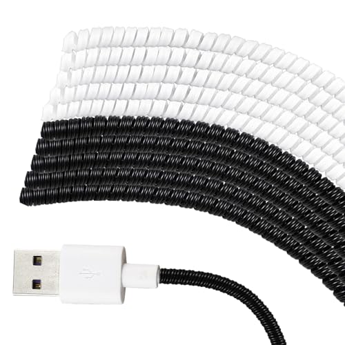 Frienda 10 Pcs Spiral Cord Protector Chargers Protector Pets No Chew Data Cable Protective Sleeve Headphone Charger Saver USB Cable Cover Wire Repair for Phone USB (Black and White) - color: Black and White