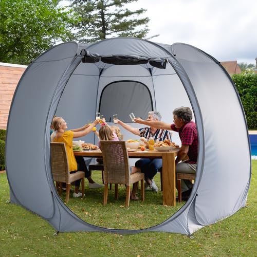 Alvantor® Pop Up Screen Tent House Room Instant Outdoor Camping Canopy Sun Shelter Gazebo for Patio, Backyard & Deck, Privacy Tent(2-10 People, 8'x8' 10'x10' 12'x12') - color: Gray, size: ‎12x12 FT