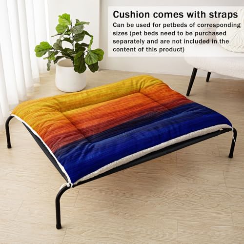 Nttopship Dog Cat Bed Mat Ultra Soft Fluffy Pet Bed Washable Fashion Dog Crate Beds Comfy Comfy Pet Sleeping Pad Suitable for Pet Raised Bed(30"x26",Setting Sun) - color: Setting Sun, size: Medium