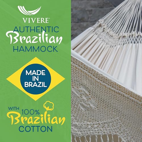 Vivere Authentic Brazilian Elegant Hammock - 450 lb Capacity - color: Antique