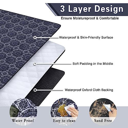 Supfitness Extra Large Picnic Blankets Waterproof Foldable (60 "x 80") Beach Blanket Waterproof Sandproof,3-Layer Thicking Mat Outdoor Packable Camping Blanket - color: Black, size: 5' x 6'8" (Rectangular)