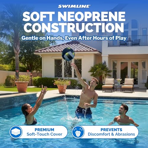 SWIMLINE Neoprene Pool & Beach Accessory for Active Group Play, Backyard Games, and Water Sports – Waterproof Soft Volleyball, Black & Yellow, 8.5" - style: Neoprene Pool Volleyball