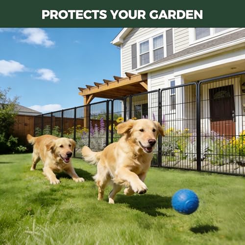 FXW Garden Fence Outdoor for the Yard – 40in(H) x 18.2ft(L) Heavy Duty Metal Animal Barrier for Dog, No Dig Decorative Dog Fence, 8 Panels, Black - color: Black, size: 40"h