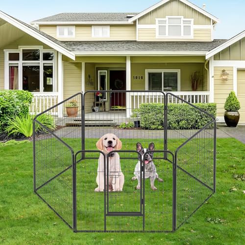 FDW Dog Playpen Dog Pen Dog Kennel 2 Panels 32 Inch Height Indoor Outdoor Folding Metal Portable Puppy Exercise Pen Heavy Duty Dog Fence for Yard Camping,Black - style: 2 Panels