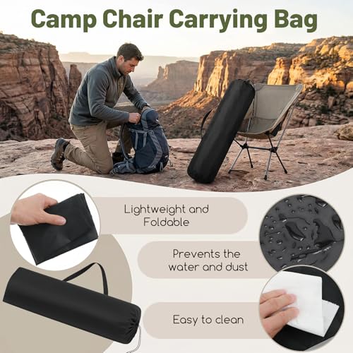 Nogeqi Camping Chair Bag Replacement, Black Portable Folding Chair Bag with Shoulder Strap for Travel Camping Sports Outdoors, 80x20cm/31.5x7.87in (Chair is Not Included)