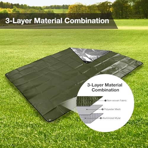 RedSwing 6 Pack Heavy Duty Waterproof Emergency Thermal Tarp, Insulated Survival Blanket for Outdoor Camping, Hiking, and Emergency Shelter, Green - color: Green 83''x59'',6 Packs