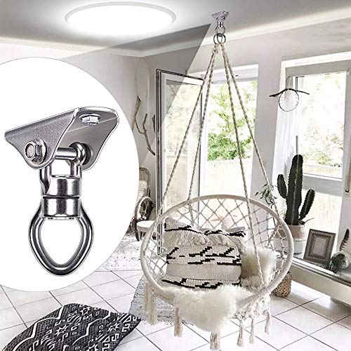 SELEWARE Silent Bearing Swing Hanger, Heavy Duty 360° Rotate Swing Swivel Hook, 1200LB Capacity for Wooden Concrete Playground Yoga Hammock Chair Rope Punching Bag Porch Swing Set - color: Swivel With Hanger