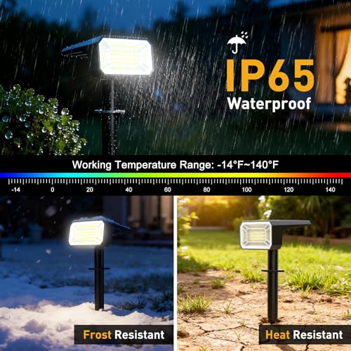 Solar Spot Lights Outdoor Waterproof IP65, [12 Pack/100 LED/4 Modes] 2-in-1 Solar Landscape Spotlights, Auto On/Off High Lumens Spot Lights for Outside Yard Garden Pathway(Cool White) - color: Cool White, size: 12 Pack