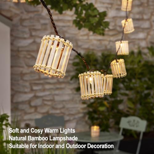 Outdoor-String-Lights-Waterproof, Bamboo Lantern String Lights for Patio, Garden, Porch, Balcony, Gazebo Decorative (Bamboo) - style: Bamboo