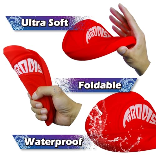AMAZING TOYZ Tirodisc Foldable Frisbee for Kids & Adults, 20cm Soft Silicone Flying Disc - Portable Pocket-Sized Outdoor Waterproof Toy for Beach, Park, Pool Games | Easy Clean & Safe Catch - color: Red