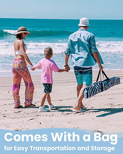 Qipi Beach Cabanas for Sand, Beach Canopy with Sandbags & Side Wall for Family, Easy Set Up Sun Shelter, UPF 50+ UV Protection with Roof Vent - color: 6' x 6' Z02 Sailor Stripes with Changing Room