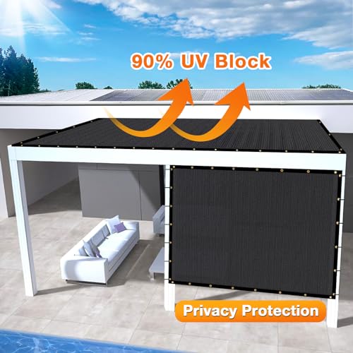 Artpuch Outdoor Pergola Shade Cover 4x6 FT Sun Shade Cloth with Grommets Black Commercial Grade Patio Privacy Screen Shade Canopy (Customized Available) GN04 - color: Black, size: 4' X 6' Customized