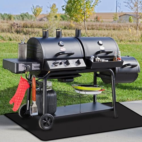 100x39 inches Extra-Large Under Grill Mats for Outdoor Grill, Double-Sided Fireproof Protective Mat, Oilproof Waterproof BBQ Fire Pit Fireplace Mat - color: 100"x39"
