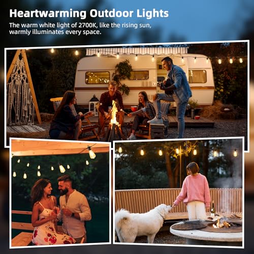 LED Outdoor String Lights, 25FT Outside Waterproof Patio Lights with 12+1 Shatterproof ST38 Edison Bulbs, 2700K Warm White Hanging Light, Dimmable Light for Back Yard Porch Party Gezebo - size: 25FT