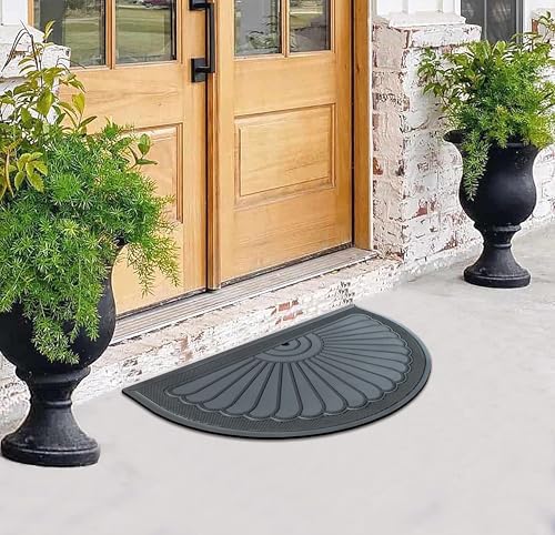 A1 Home Collections 100% Natural Rubber Doormat for Outside Entrance, Non-Slip Heavy Duty Front Door Mat, Thin Profile Hight Traffic Area Mats - 30" x 48", Sunburst Black Rubber - color: Sunburst Black Rubber