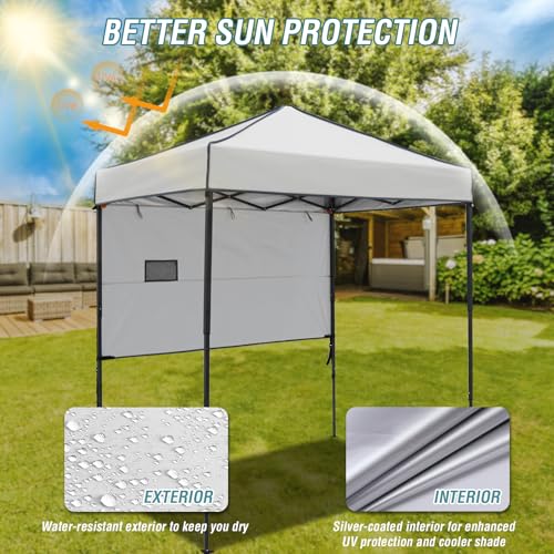 EAGLE PEAK 6x4 Instant Pop Up Canopy Tent with 1 Half Wall Panel, Straight Leg Sun Shelter, Portable Canopy with Carry Bag for Camping, Beach & Sports, Gray - color: Gray, size: Half Wall