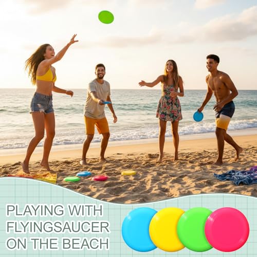 Hiboom Kids Flying Discs 3.4 Inch Mini Flying Disks Bulk Flyer Toy for Outdoor Pets Dog Yard Lawn Games Party Kindergarten Teaching Favors, 4 Colors