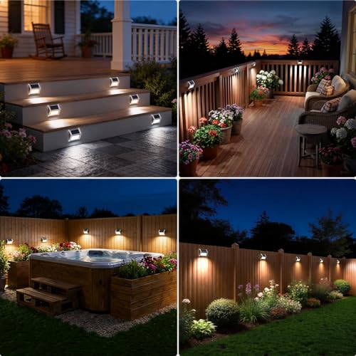 JSOT Solar Stair Lights Outdoor - 16 Pack Fence Lights Solar Powered-Waterproof Stainless Steel Step Light for Walkway Patio Garden Backyard - Cool White - color: Cool White-16Pack