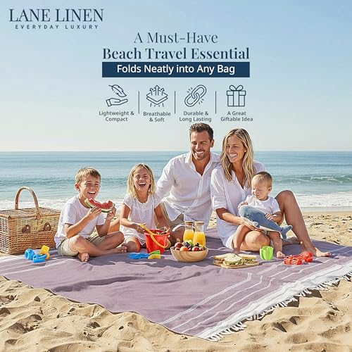 LANE LINEN Beach Blanket Sandproof – Lightweight Oversized Picnic Mat with Quick-Dry Comfort & Diamond Weave Design 82"x82", Beach Accessories Must-Haves, Park Outings, Coastal Getaways – JadeLime - color: 12: Jade Lime, size: Beach Blanket (80" x 80")