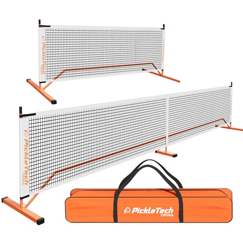 PICKLETECH 4.0 Slim Version Portable Pickleball Nets Outdoor Game 22 FT Pickleball Net-USAPA Regulation Size-Pickle Ball Net System with Carrying Bag for Driveway - color: Orange, size: 2in 1