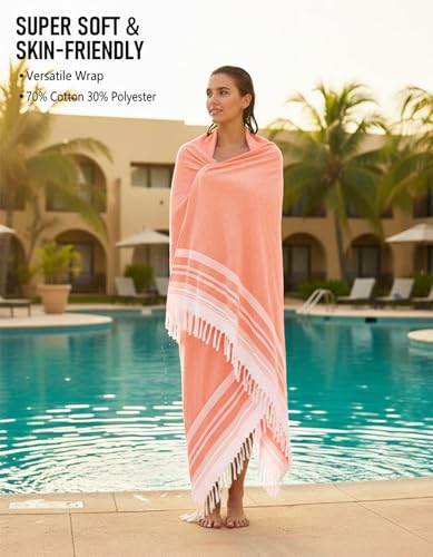 Yongoes Oversized Turkish Beach Towel Blanket Cotton Giant XL Sandproof Towels Huge Linen XXL Extra Large Big Throw Quilt Blankets for Adults Cloud Travel Camping Glamping Accessories Essentials - color: Rustic, size: Extra Large 82"x88"（208x224cm）