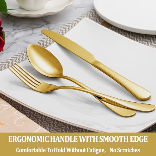 16 Piece Gold Dinner Forks Set, Food-Grade Stainless Steel Silverware Forks, Cutlery Fork, Metal Fork for Home, Kitchen or Restaurant, Mirror Polished, Dishwasher Safe - 8 Inch - size: 16pcs-gold